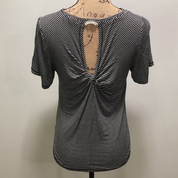{Altar'd State} Black And White Striped Keyhole Back Tee - Picture 5 of 8